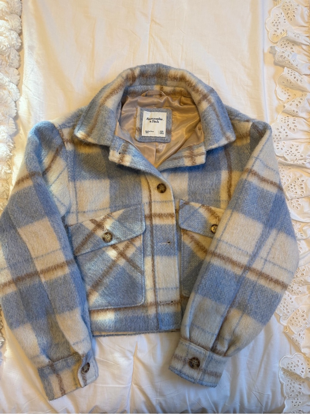 Abercrombie & Fitch Blue Plaid Wool-Blend Jacket